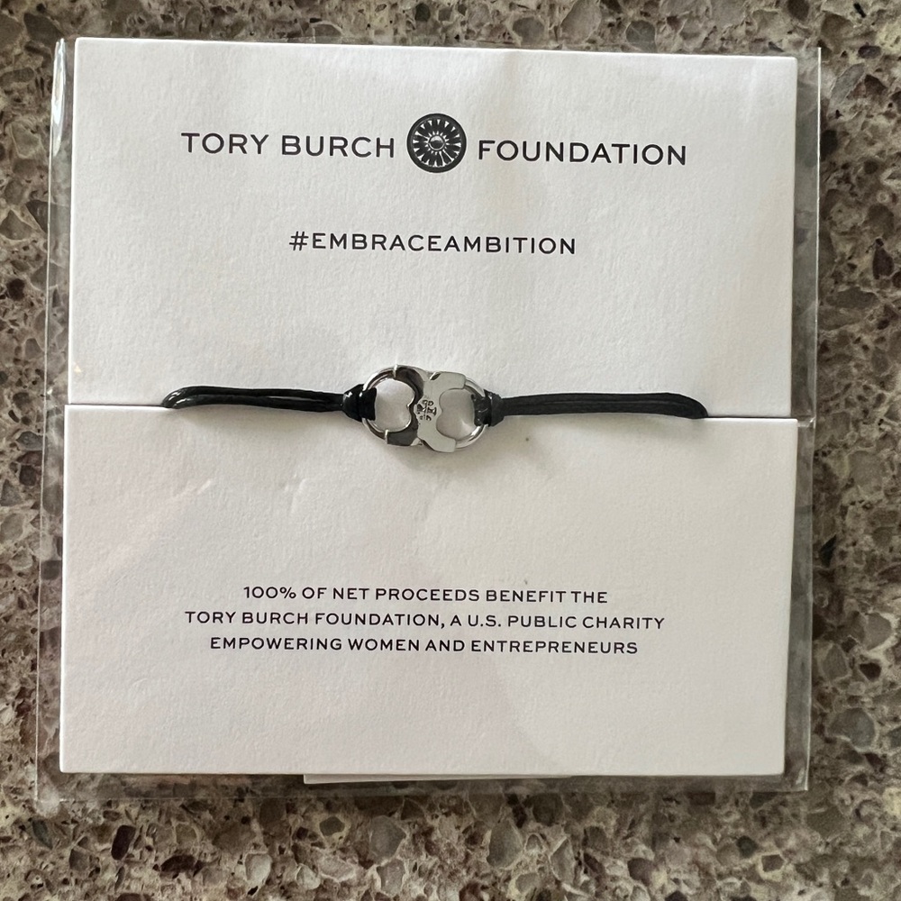 Tory Burch Foundation Black and Silver Bracelet